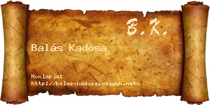 Balás Kadosa névjegykártya